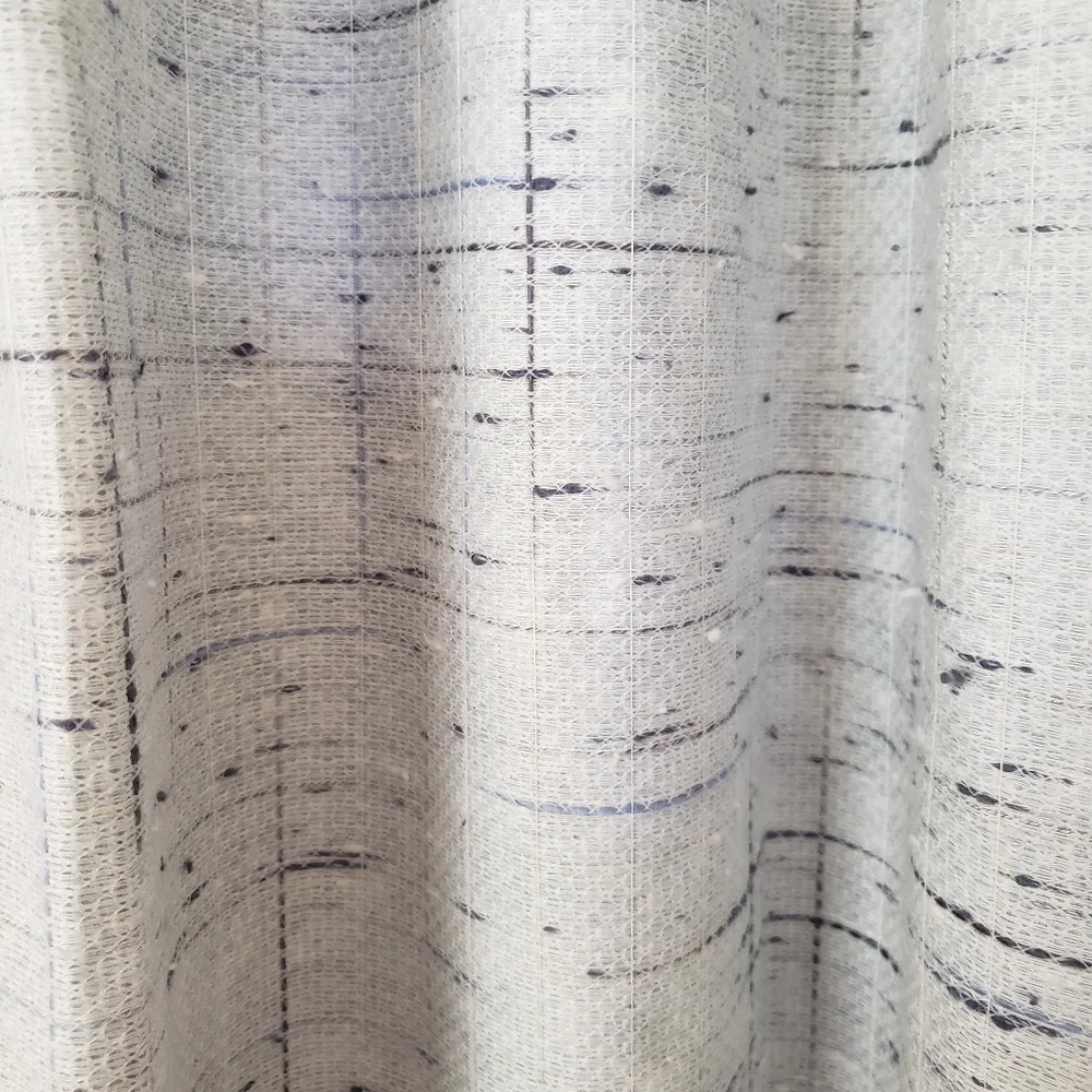 Sears Drapes 48W x 62L Tweed Print Pinch Pleat Curtains Blue VTG 50s 60s NEW